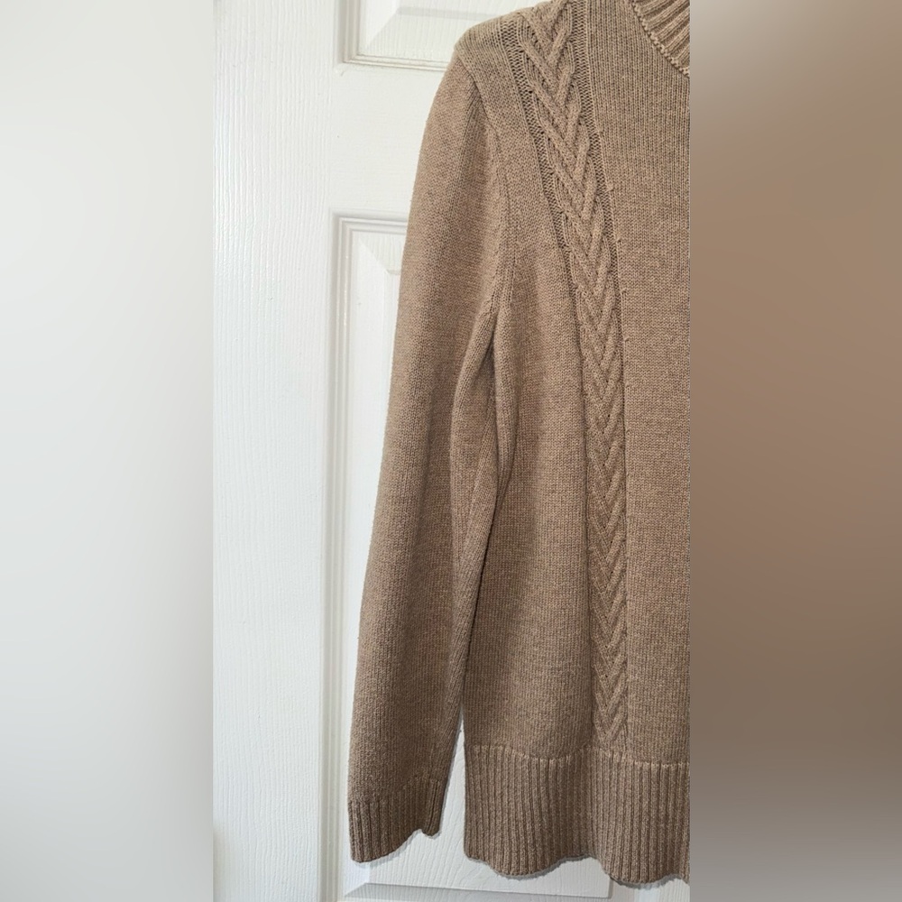 Karen Scott Tan Cowl Neck Cable Knit Sweater - Picture 3 of 5
